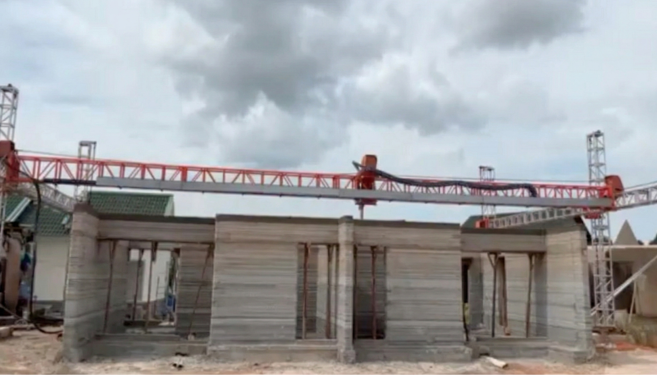 3Dプリンターによる建設風景